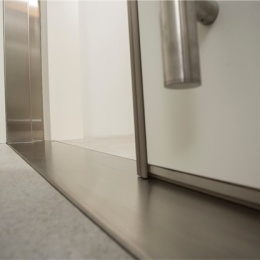 Electrically operated, the HF sliding door lifts and glides gently to one side...